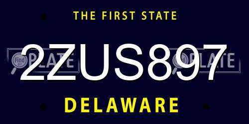 2ZUS897 Delaware License Plate