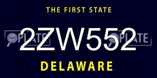 2ZW552 Delaware License Plate