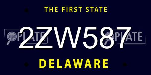 2ZW587 Delaware License Plate