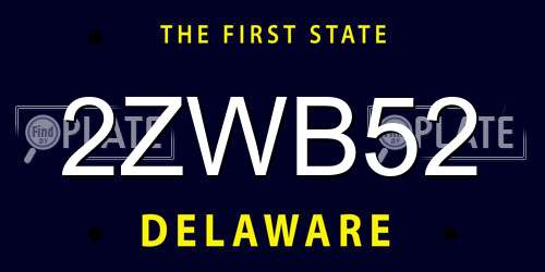 2ZWB52 Delaware License Plate