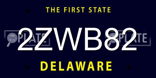 2ZWB82 Delaware License Plate