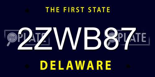 2ZWB87 Delaware License Plate
