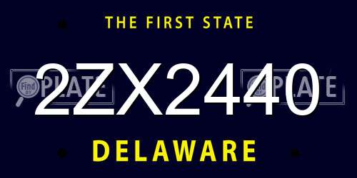 2ZX2440 Delaware License Plate