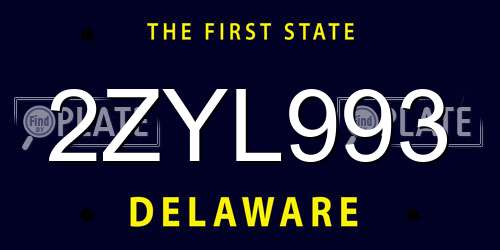 2ZYL993 Delaware License Plate