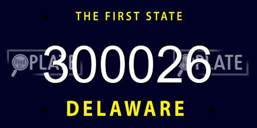 300026 Delaware License Plate