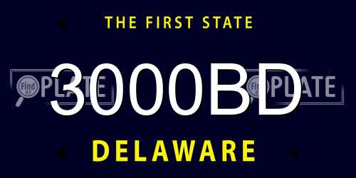3000BD Delaware License Plate