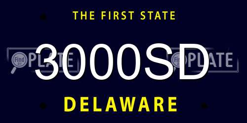 3000SD Delaware License Plate