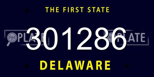 301286 Delaware License Plate