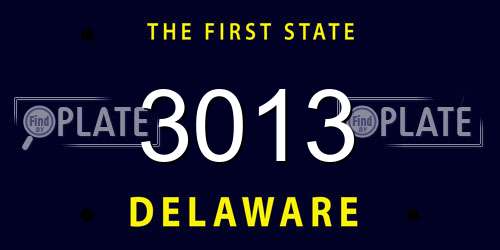 3013 Delaware License Plate