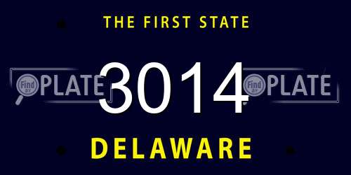 3014 Delaware License Plate