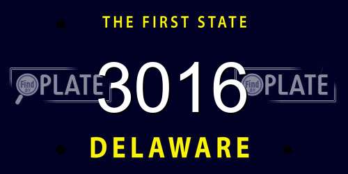 3016 Delaware License Plate