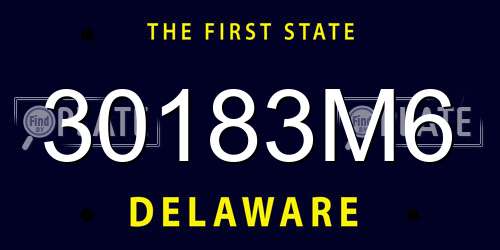 30183M6 Delaware License Plate