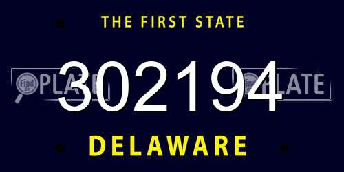 302194 Delaware License Plate
