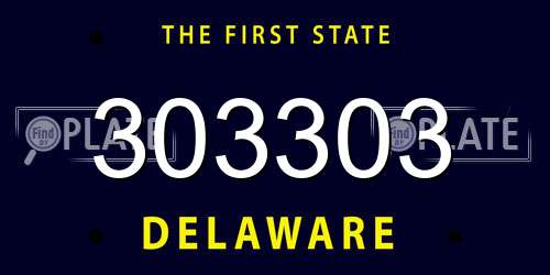 303303 Delaware License Plate