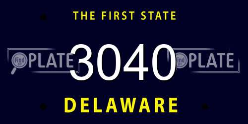 3040 Delaware License Plate