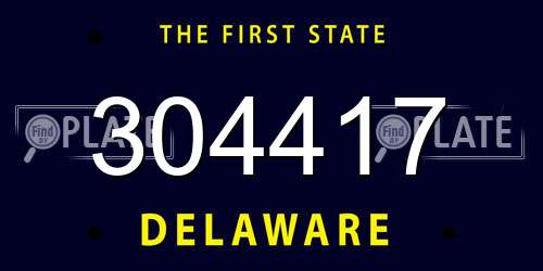 304417 Delaware License Plate