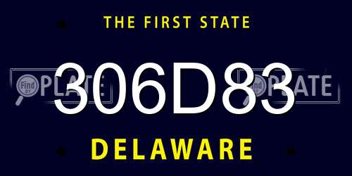306D83 Delaware License Plate