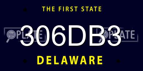 306DB3 Delaware License Plate