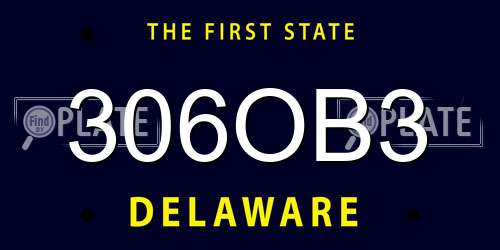 306OB3 Delaware License Plate