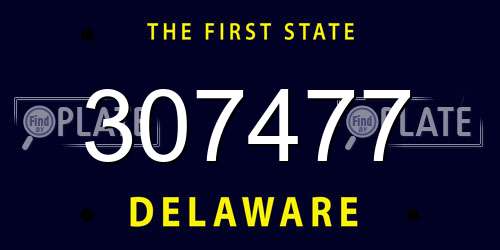 307477 Delaware License Plate