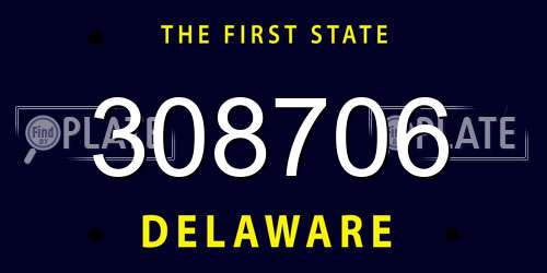 308706 Delaware License Plate