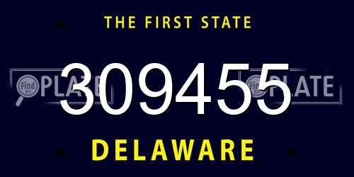 309455 Delaware License Plate