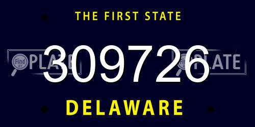 309726 Delaware License Plate