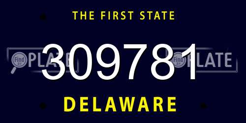 309781 Delaware License Plate