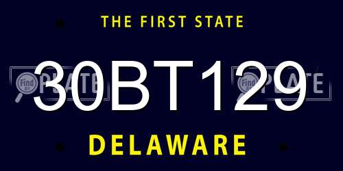 30BT129 Delaware License Plate
