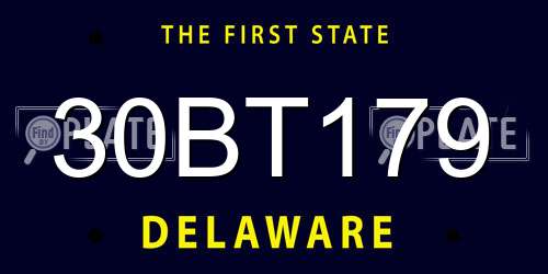 30BT179 Delaware License Plate