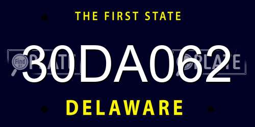 30DA062 Delaware License Plate