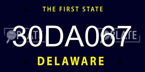 30DA067 Delaware License Plate