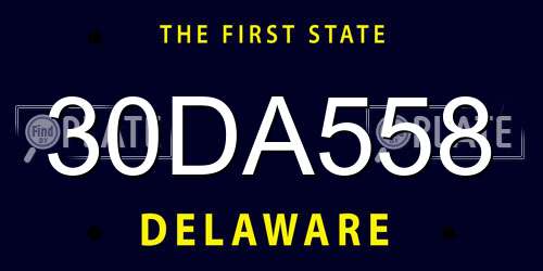 30DA558 Delaware License Plate