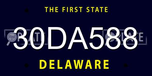 30DA588 Delaware License Plate