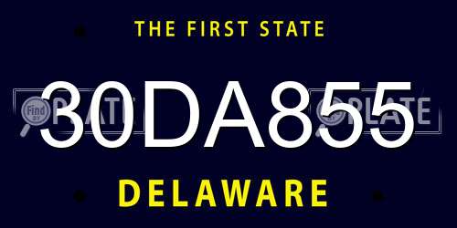 30DA855 Delaware License Plate