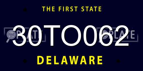 30TO062 Delaware License Plate