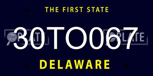 30TO067 Delaware License Plate