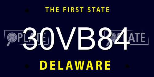 30VB84 Delaware License Plate