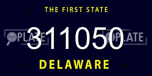 311050 Delaware License Plate
