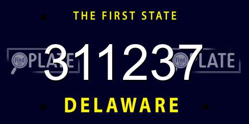 311237 Delaware License Plate