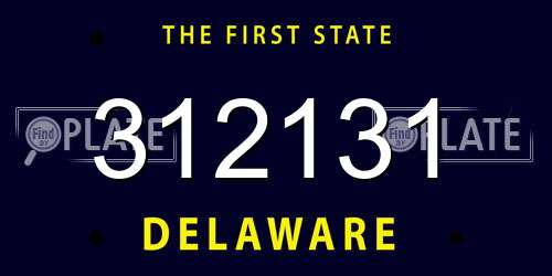 312131 Delaware License Plate