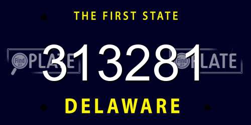 313281 Delaware License Plate