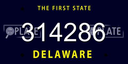 314286 Delaware License Plate