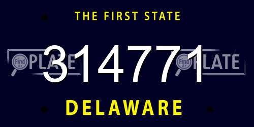 314771 Delaware License Plate