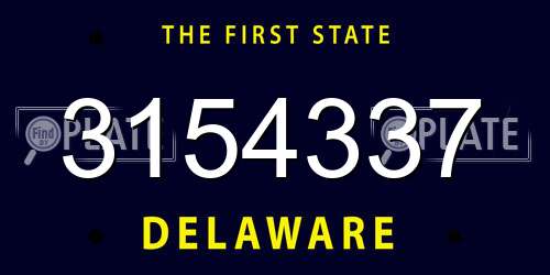 3154337 Delaware License Plate
