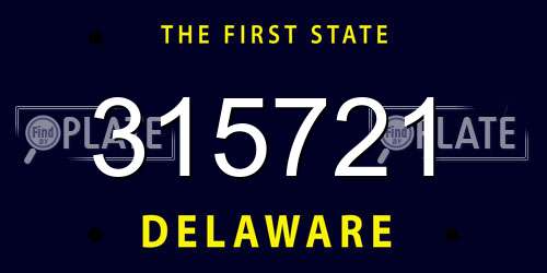 315721 Delaware License Plate