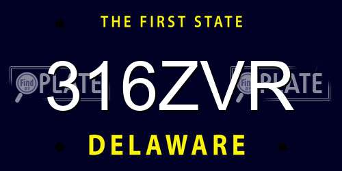 316ZVR Delaware License Plate