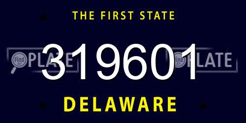 319601 Delaware License Plate