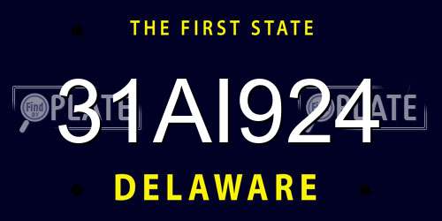 31AI924 Delaware License Plate
