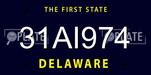 31AI974 Delaware License Plate